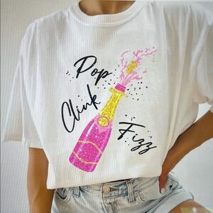 Pop Clink Fizz Oversized Tee, New Year 2025, Happy New Year Shirt